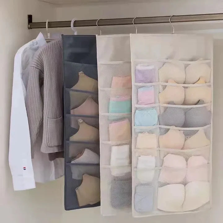 Wardrobe Organizer Hanger Pocket Storage Closet Bra Sock Underwear Hanger  Double sided