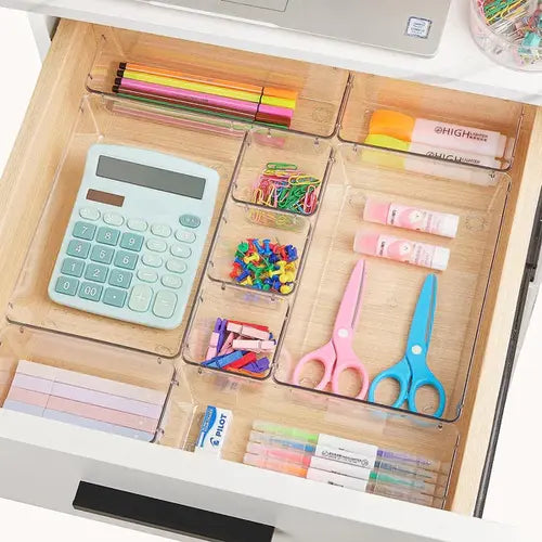 Clear Drawer Organizer Tray Set