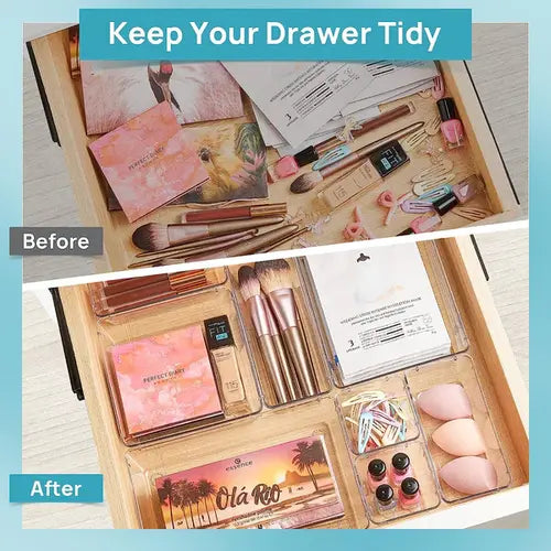 Clear Drawer Organizer Tray Set